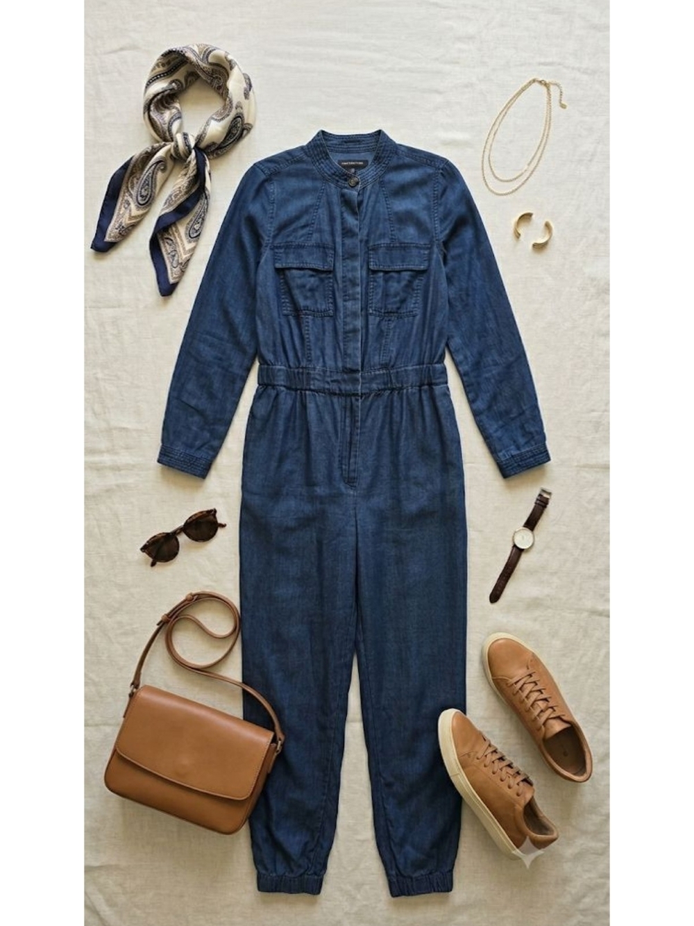 Banana Republic Classic Indigo Jumpsuit with Utility Pockets, Size 2